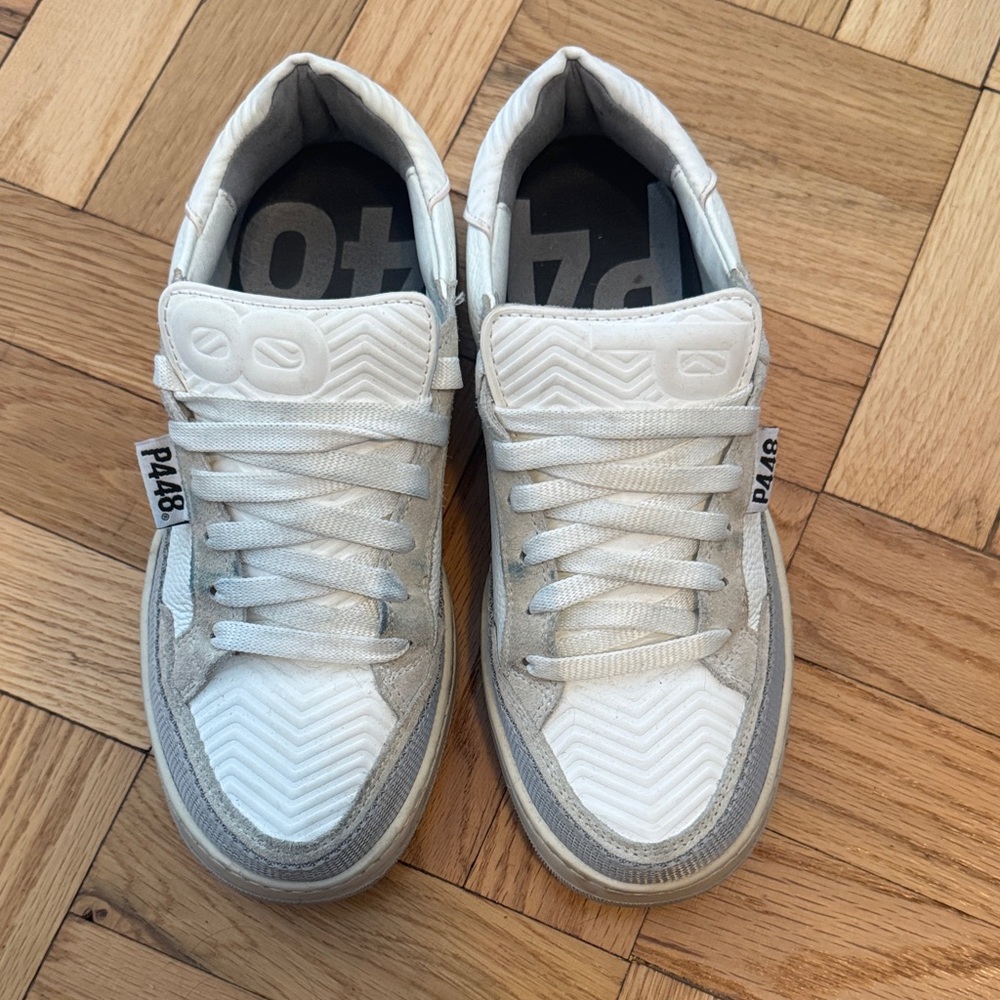 Stylish White and Gray Sneakers